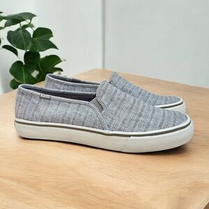 Keds Women’s Double Decker Knit Gray Canvas Slip On Sneakers Shoes Size 8.5